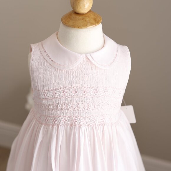 Pink Smocked Dress RARE FIND Pink Embroidery Feltman Brothers Sleeveless PERFECT - Picture 3 of 6